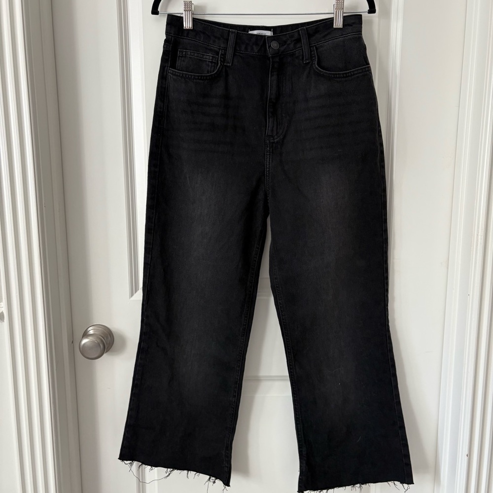 Forever 21 Black Women's Crop Wide Leg Jeans